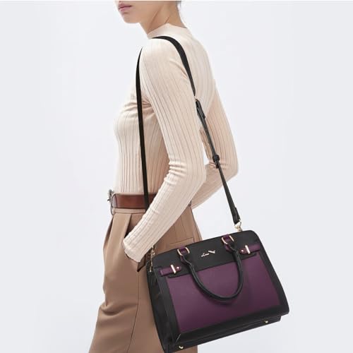 Image of LOVEVOOK Purses and Handbags for Women, Tote Shoulder Bag Satchel Black Purse and PU Leather Top Handle for ladies
