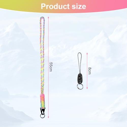Vicloon Paracord Neck Lanyard with Metal Key Rings and Phone Ring Strap for ID Badge Holder Keys (Multicolor) - Image 2