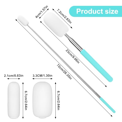 Image of Gosknor Telescoping Sponge Pottery, Retractable Clay Tool Sponges on Stick Extend up to 28.35in Telescoping Sponge Sticks for Pottery (Blue)