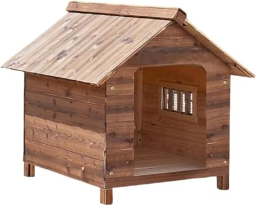LumingLight小型犬、中型犬、大型犬に適した木製の屋外用ドッグハウス。防水性と防錆性を備え、一年中屋外でご使用いただけます。 (ドアなし、窓1つ)