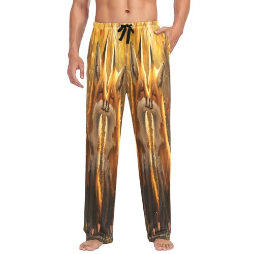 Pantalon de pyjama pour homme S multicolore imprimé renards avec cordon
