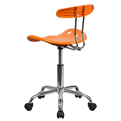 Flash Furniture Vibrant Orange And Chrome Swivel Task Office Chair With Tractor Seat #TOP5