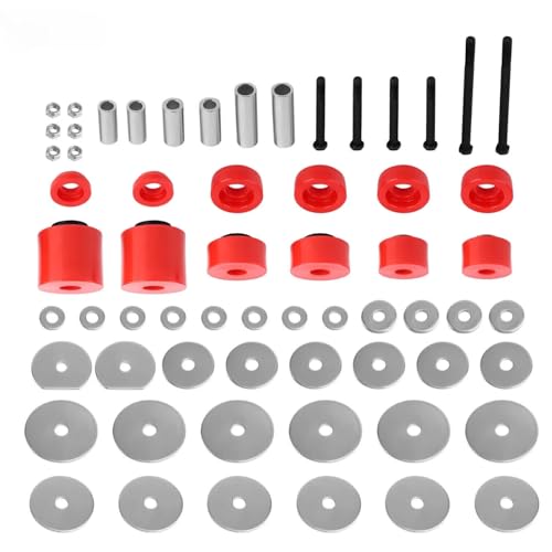 HFNOGEPRO 4.4123G Body Mount Bushing Kit Compatible with 1980-1998 Ford F150 F250 F350 2WD/4WD Polyurethane Bushings Set Cab Mounts Red