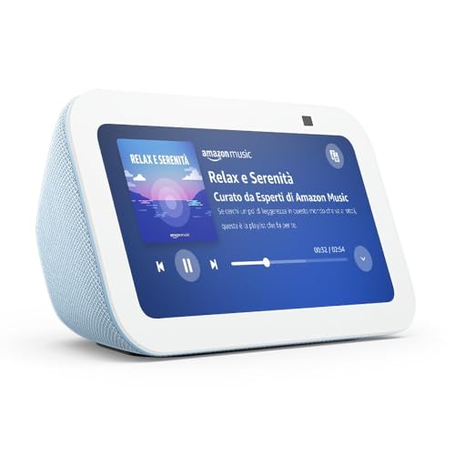 Ricondizionato Certificato|Echo Show 5 (Ultimo modello) | Schermo touch intelligente e compatto, con Alexa: controllo della Casa Intelligente e molto altro | Azzurro