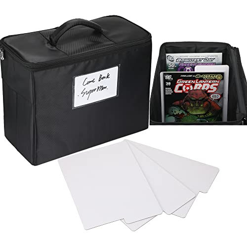 Comic Book Storage Box, Collapsible Comic Book Box 15.3" X 7.8" X 12.2", Moldproof and Moistureproof Comic Book Bin with Dividers, Holds 150-175 Comics Heavy Duty Comic Book Container