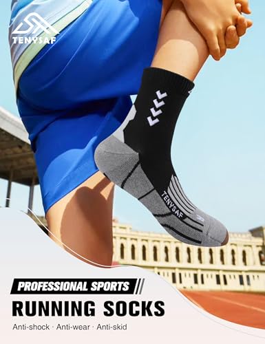 Compression Crew Running Socks: Athletic Socks for Men Women with Cushion,3 Pairs Work Hiking Basketball Sport Socks2