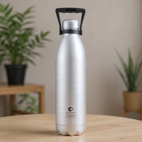 Image of Clay Craft VACBOTT Stark Double Walled 18 Hours Hot and 24 Hours Cold Water Flask Bottle-1800ML, Leak Proof|Easy to Carry|Gym Bottle|Kitchen|Hiking|Travel Bottle|BIS Certified|1 Year Limited Warrnaty