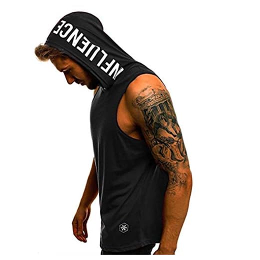 HOTCAT Canotta Uomo Bodybuilding Felpa con Cappuccio Sportivo Canotterie Palestra Smanicato Cotone da Sport