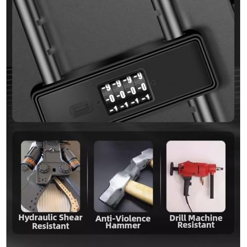 Cadenas à combinaison en U robuste réglable pour porte noire - 8