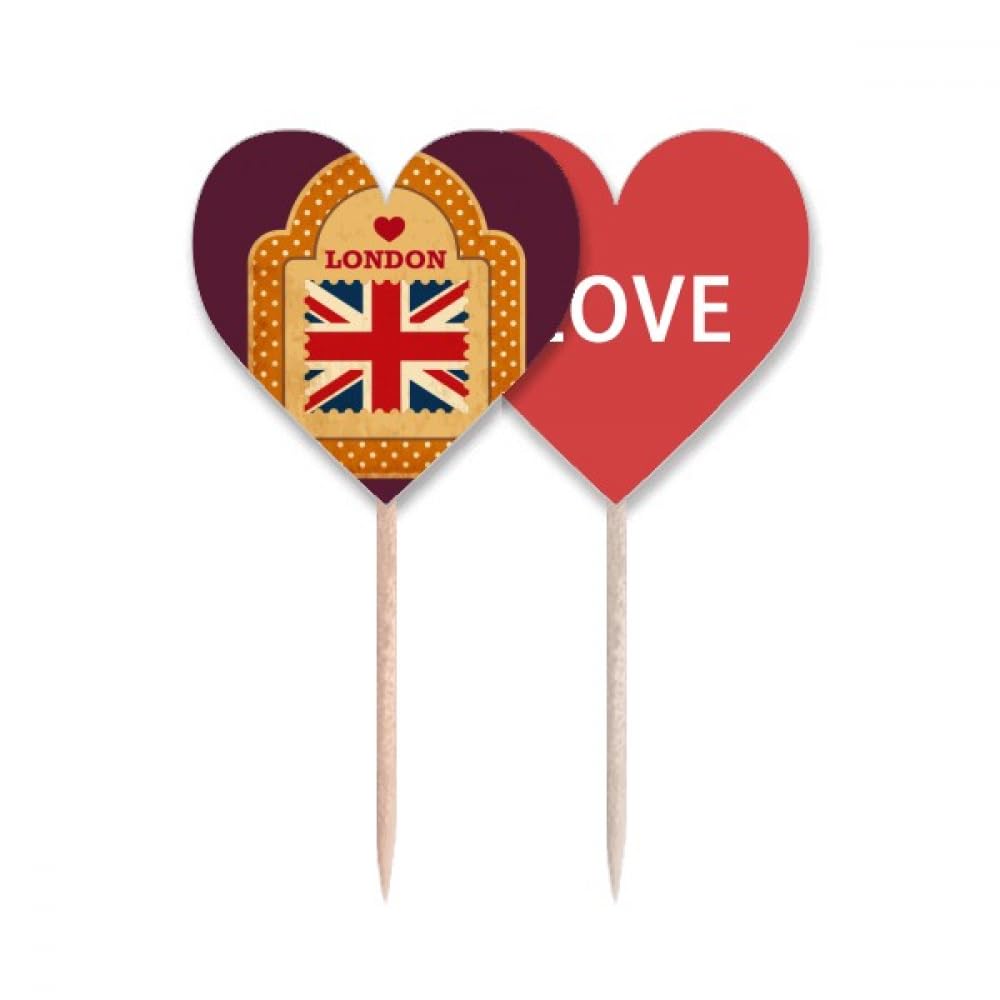 Cure-dents drapeau Union Jack Londres pique cupcake love heart pour apéritif
