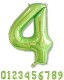 La Kissa 数字バルーン 4歳 約90cm 誕生日 飾り付け ナンバーバルーン メタルカラー 長いストロー付 再利用可能 (グリーン, 4)