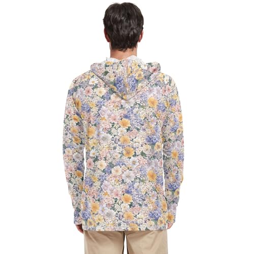 Spring Flowers Mayflower Mens Sun Shirts Protection Long Sleeve Cooling Hoodies Swim Shirt UPF 50+ S3