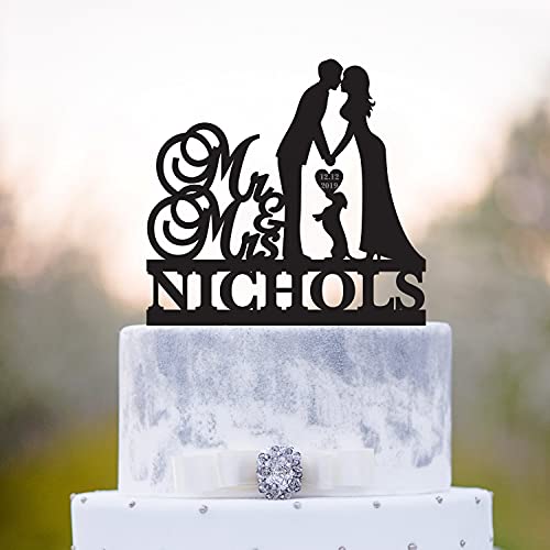 Mr And Mrs Wedding Cake Topper With Dog,Mr Mrs Dachshund Wedding Cake Topper,Dachshund Cake Topper,Last Name Topper,Topper With Dog, #TOP23