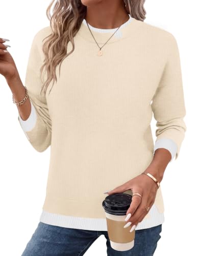Image of ZEAGOO Women's Jumpers Long Sleeve Tops Crewneck Knit Sweaters Fall Winter