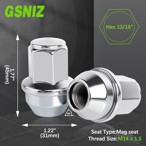 Image of 24Pcs M14x1.5 (14mm X 1.5) Closed End Bulge Acorn Style Lug Nuts, Conical 60 Degree Seat, 1.77 inch Tall 1.22 inch Wide, for F-ord F150 Expedition Transit Lincoln Navigator Bronco