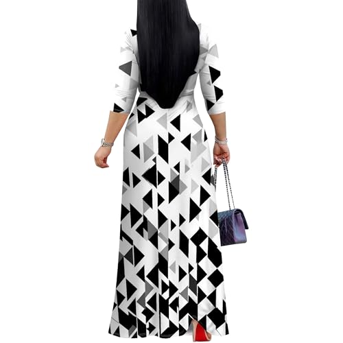 Image of PinkPatty Plus Size Maxi Dresses for Women Casual Flowy Long Dress 3 /4 Sleeve V Neck Wrap Dress with Belt