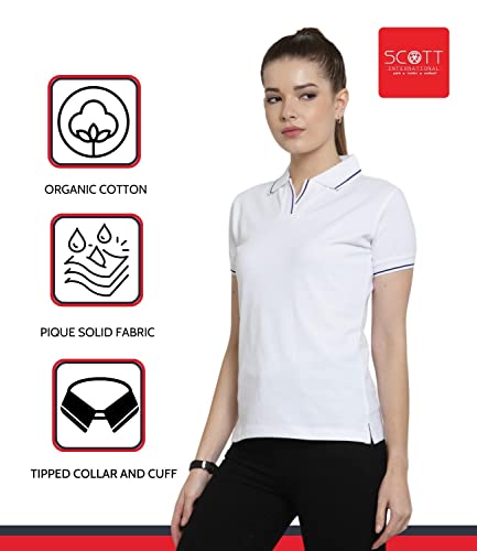 Image of Scott International Women's Regular Fit 100% Pure Organic Cotton Polo T-Shirt | Womens Polo Collar Neck T-Shirt | Cotton Plain Polo Neck Half Sleeve T-Shirt | Tshirts for Women