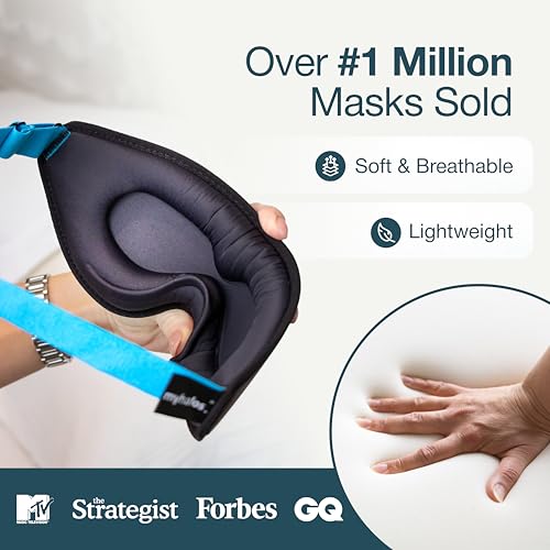 MyHalos® 100% Blackout Sleep Masks for Women & Men - Zero Eye Pressure Eye Mask for Sleeping -Our Halo Sleep Mask Includes a Storage Pouch- Black Eye Mask for Travel or Blindfold - Image 2