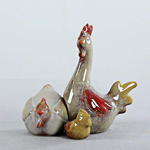 Déco étagère et bureau : trio de statues coq mignon pour maison