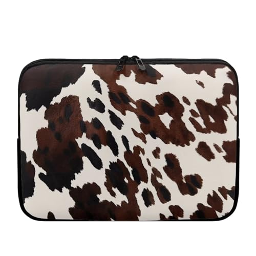 TSOVTHRID Black Brown Cow Print 10 Inch Laptop Sleeve Shockproof Slim Tablet Carrying Case Bag Easy to Carry