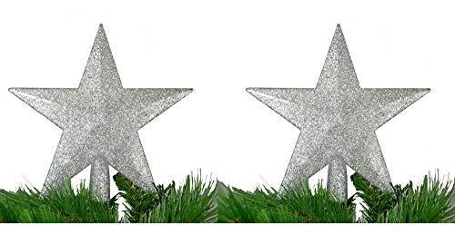 warenplus2014 Juego de 2 estrellas para el árbol de Navidad, color plateado brillante Cover