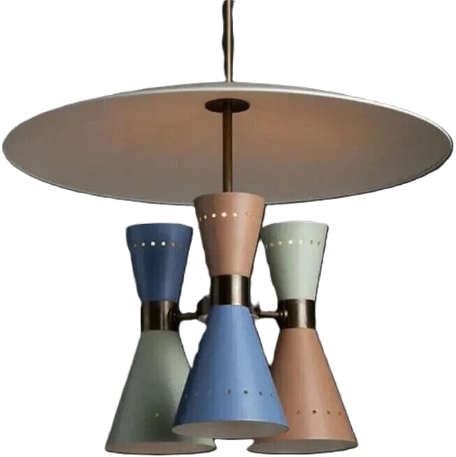 Mid Century 6 Light Colorful Modern Ceiling Pendant Sputnik chandelier Light Fixture for Kitchen Living Dining Room Restaurant