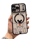 Threehundred for iPhone 17 Pro Max Case [Compatible with MagSafe] with Magnet Clear Cute Pattern Designer Back Camera Protector Electroplated Shockproof Protective Case for Girls and Women - Black Mic