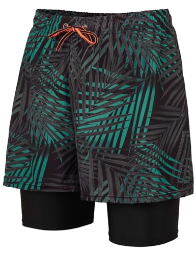 KANAV Mens Swim Trunks with Compression Liner 2 in 1 Quick-Dry Swim Shorts Lined Board Shorts