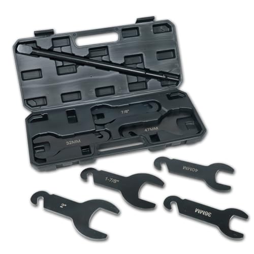 DKwoeshg Pneumatic Fan Clutch Wrench Tool Kit, 43300 Fan Clutch Removal Set, Fits Ford GM Chrysler Jeep, 7 Sizes (32mm, 36mm, 40mm) for 6.0L 6.4L Powerstroke Diesel, Auto Repair Spanner Kit
