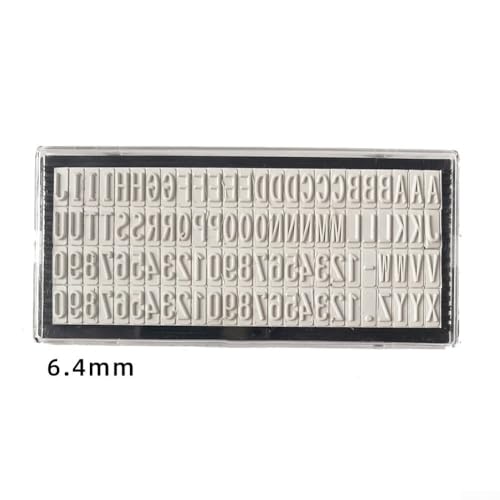 Juego de sellos de goma tipo letra y número con caracteres intercambiables de 3 mm, 4 mm, 6,4 mm, para proyectos de manualidades y marcado de oficina personalizados, material ABS (6,4 mm)