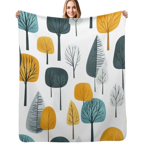 Scandinavian-Style Trees Sherpa Fleece Bed Winter Blanket Perfect for Lounging