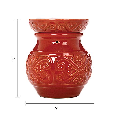 Hosley 6 Inch High Red Ceramic Electric Warmer Ideal Gift For Weddings Spa And Aromatherapy Use With Hosley Brand Wax Melts Cubes Essential Oils And Fragrance Oils O4 #TOP6