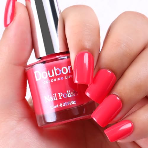 DouborQ Rose Red Color Nail Polish Finger Air Dry Long-lasting Nail Art Varnish (11)