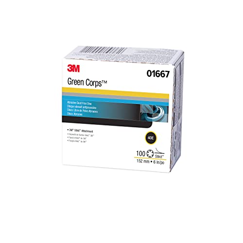 3M Green Corps Stikit Production Disc Dust Free, 01667, 6 in, 40, 100 discs per carton