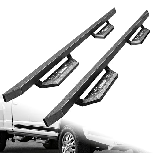 KYX Running Boards & Steps Nerf Bars Compatible with Ford F250 F350 Super Duty Crew Cab 1999-2016, A Pair 6 inch Car Door Side Steps Nerf Bars Truck Boards Step Rails-Silver Logo