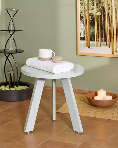 Image of SBF Furniture Mini Round Side Table, 30 cm, Matte Finish, Modern Minimalist Design, 3 Angled Legs (Round White)