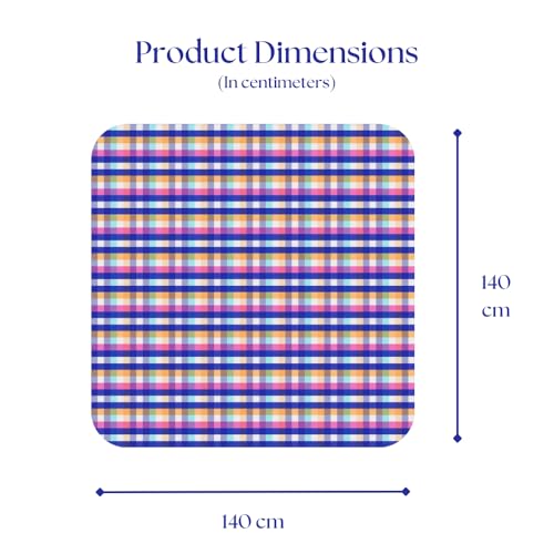 Image of Check Print Picnic Mat - 1.4m x 1m | Yoga & Kids mat | Non Toxic| Waterproof, Foldable & Lightweight Outdoor & Indoor Mat | Easy to Carry, Clean & Ideal for Park, Beach & Camping
