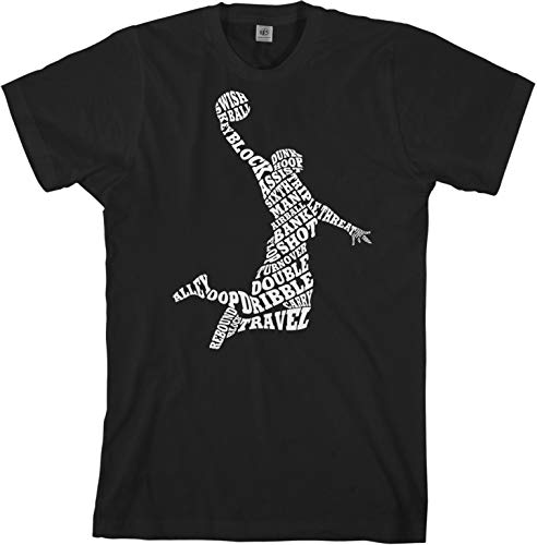 Threadrock Men's Basketball Player Typography T-Shirt - X-Large, Black