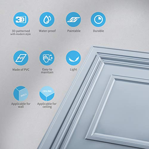 Image of Art3d Decorative Drop Ceiling Tile 2x2 Pack of 12pcs, Glue up Ceiling Panel Square Relief in Gray
