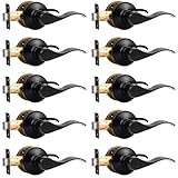 Knobonly Türgriffe für den Innenbereich, Flur, Schrank, Türhebel, mattschwarzes Finish, Edelstahl, schlüssellose Türgriff-Sets, 10 Stück