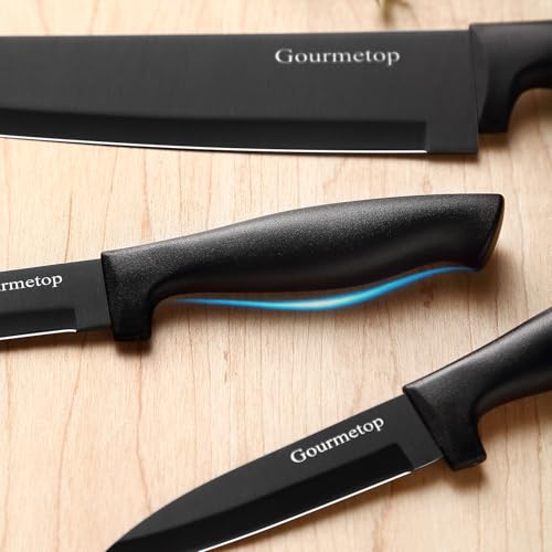 image for Gourmetop Kitchen Knife Set with No Drilling Magnetic Strip for Kitche