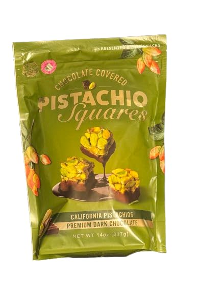 Pistachio Square Dark Chocolate Covered Premium Dark Chocolate With Himalyan Pink Salt (14 OZ)