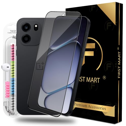 Image of FIRST MART Matte Anti-Glare Tempered Glass for OnePlus Nord CE 6 With Installation Kit | Military-Grade Gaming Screen Protector & Cable Guard | Edge to Edge Coverage | Black