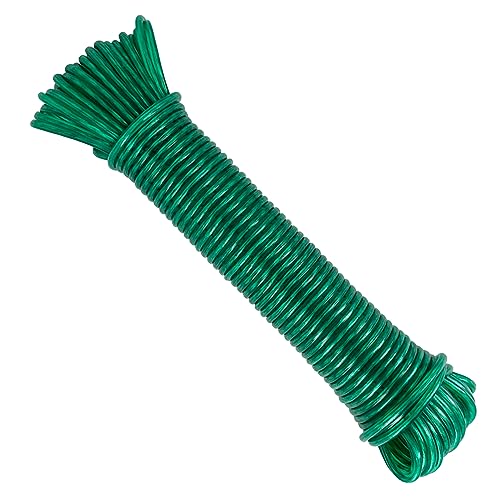 Cuerda para Tender Ropa de Acero con Revestimiento de PVC ø3,5 mm – Cable Resistente Multiuso para Jardinería, Bricolaje, Náutica – Fabricado en España. Verde. 20M.