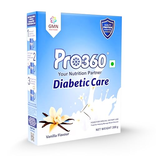Image of Pro360 Diabetic Care Protein Powder for Diabetes - Food Supplement for Diabetic Patients - Helps in Managing Blood Sugar Levels - Zero Added Sugar - 200g Refill pack (Vanilla)