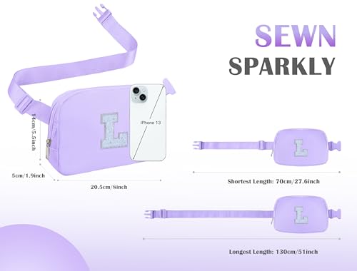 Image of COSHAYSOO Purple Belt Bag Crossbody Initial Fanny Waist Pack Small Cross Body Purse for Teen Girl Daughter Granddaughter Unique Personalized Birthday Easter Gifts from Mom Dad Grandma Letter L