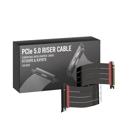 Image of LINKUP PCIE 5.0 Riser Cable | for Vertical GPU Mount | Straight | Graphics Card GPU Ready | Usable with PCIe 4.0 & RX9070 / RTX5090 | 50cm (Total Length: 54cm)