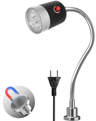 Klarlight 5W Lampe de Machine Magnétique, Lampe de Travail LED Magnétique avec Col de Cygne Flexible et Socle Magnétique Puissant, Blanc Froid 6000K pour Machine à Coudre, Gril, Atelier