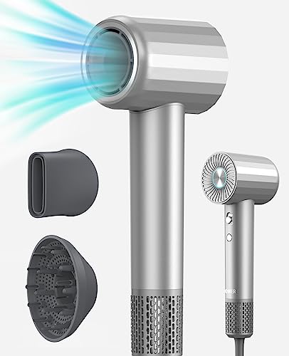 Fast-Drying Hair Dryer, High Speed Ionic Blow Dryer with Diffuser and Concentrator Nozzle, 110, 000 RPM Fast Suitable for Thick Curly Wavy Hair