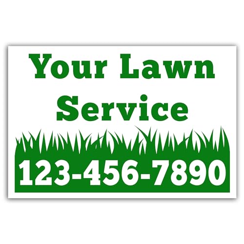 Custom Yard Signs Lawn Service 18x12' - Single Sided Print - Add Your Name & Number! Glossy, UV-Ink for Durability, Small Business Marketing (25)
